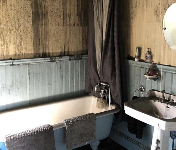 Bathroom after fire damage